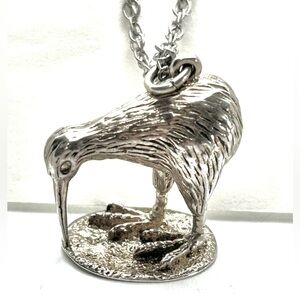 New Zealand Silver Kiwi Pendant and Necklace